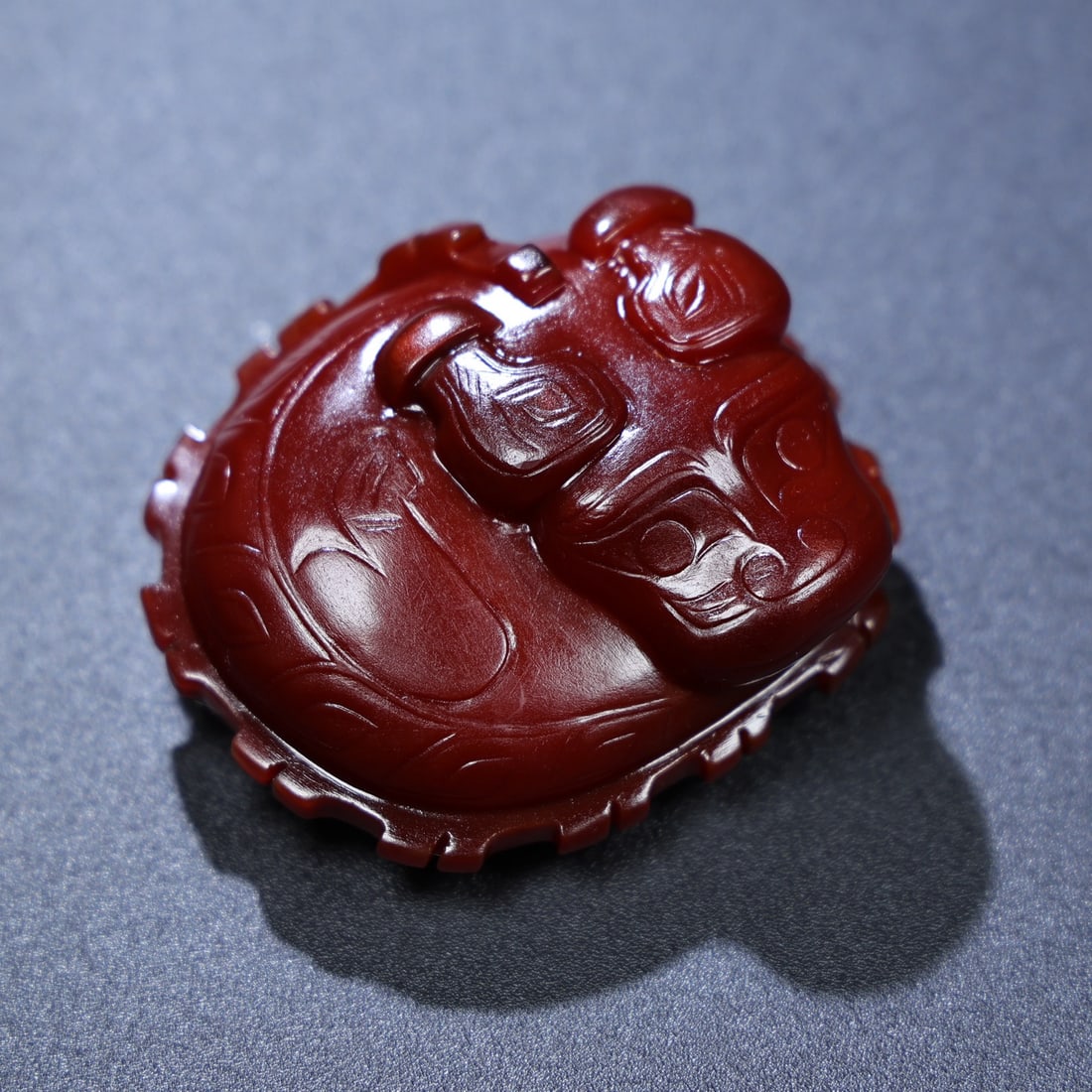 Chinese Red Agate Ox Pendant - 8