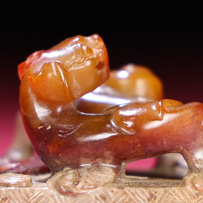 Old Chinese Hetian Jade Chi Dragon Seal - 7
