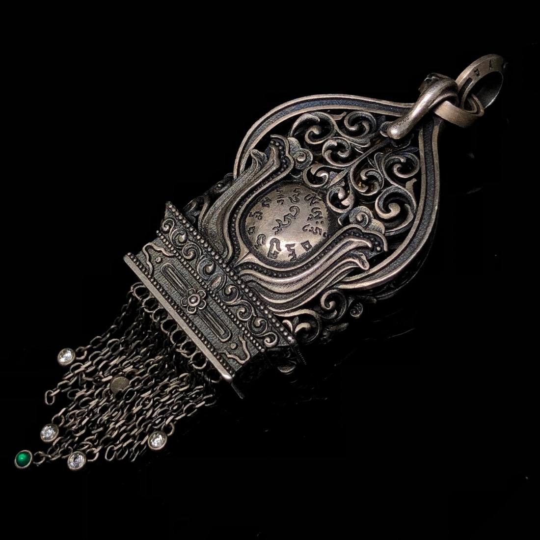 Beautiful 925 Silver Inlay DZI Agate Yellow Jambhala Pendant - 2