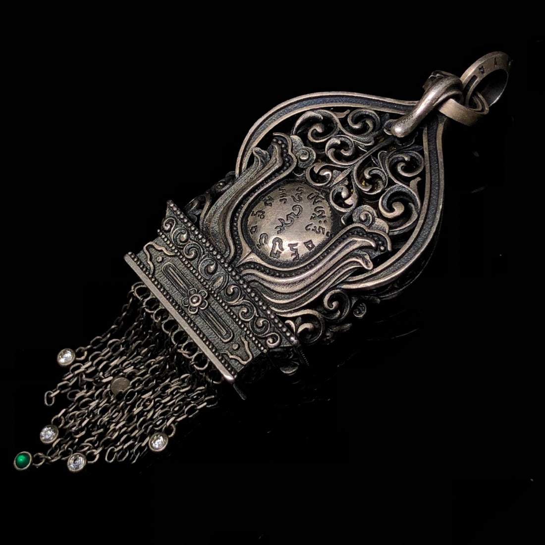 Beautiful 925 Silver Inlay DZI Agate Yellow Jambhala Pendant - 6