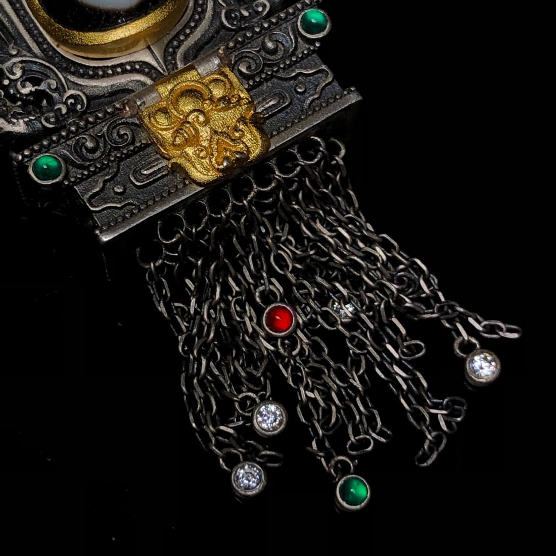 Beautiful 925 Silver Inlay DZI Agate Yellow Jambhala Pendant - 9