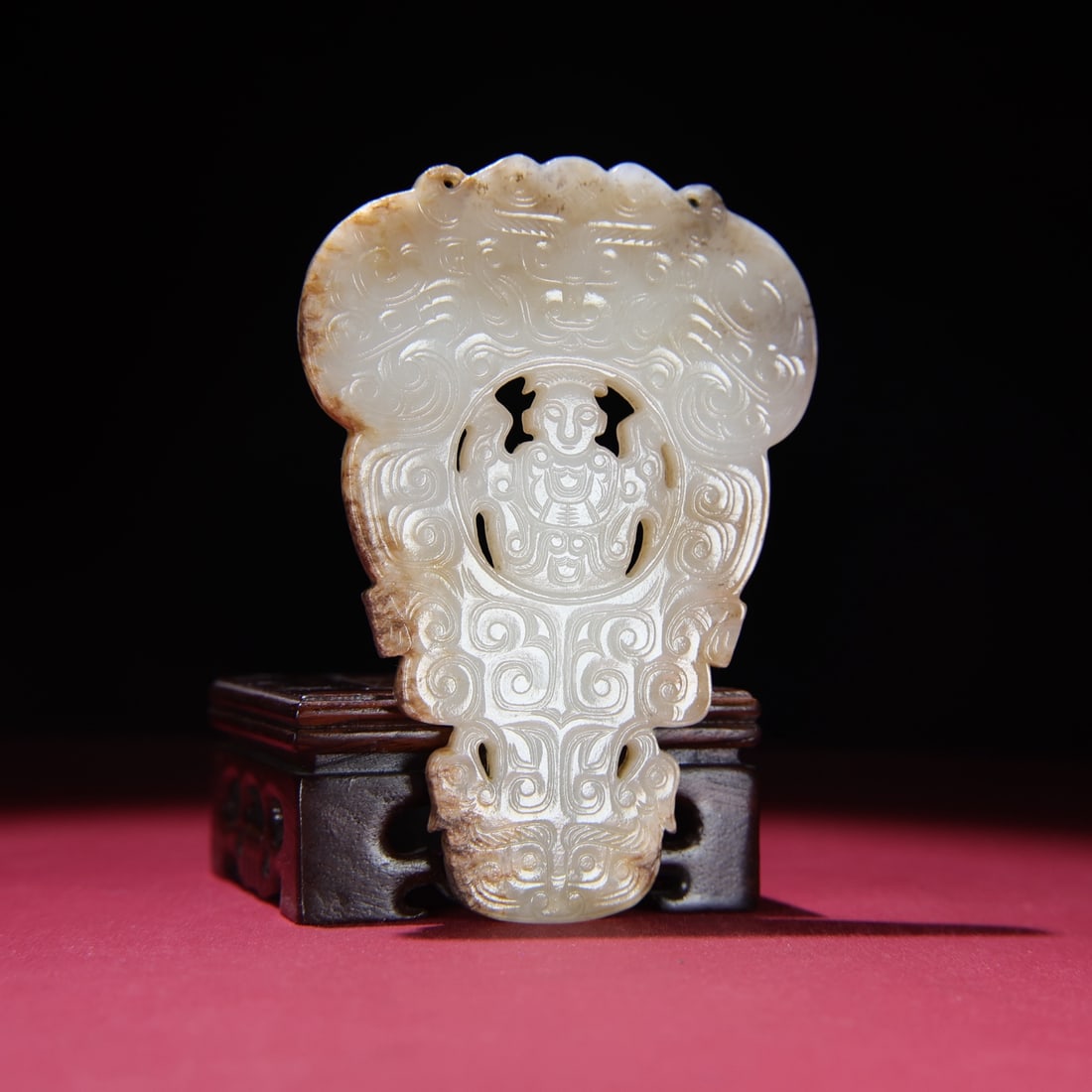 Old Chinese Hetian Jade Bi Statue Pendant - 8