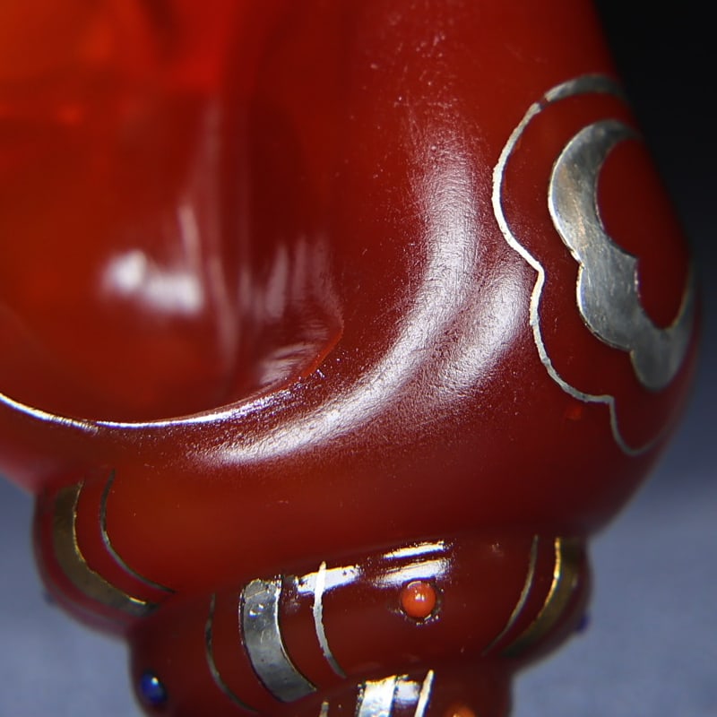 Chinese Silver Plated Gilt Gold Red Agate Carved Conch Statue - 5
