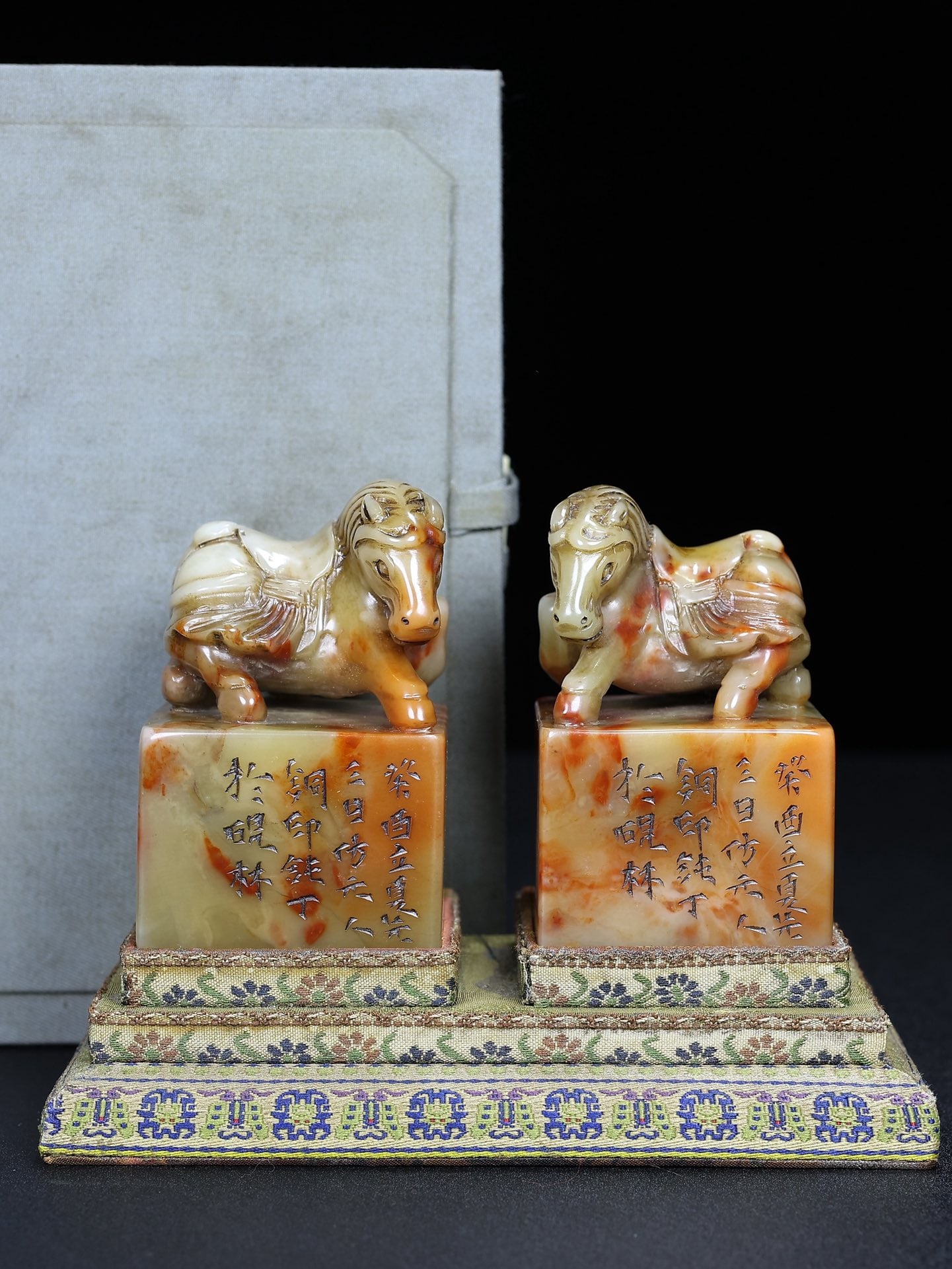 A Pair Chinese Shoushan Stone Horse Seal Statue - 10