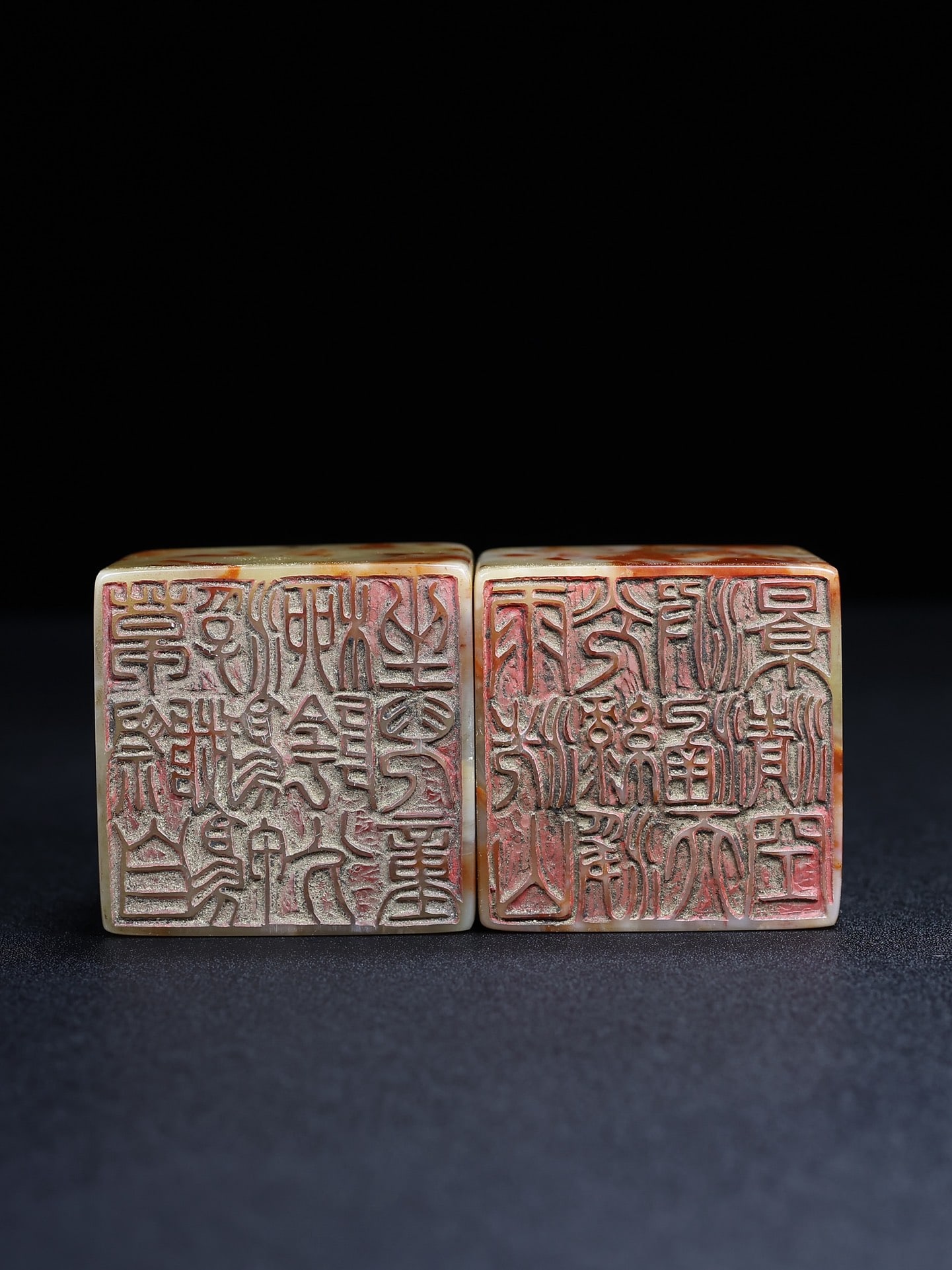 A Pair Chinese Shoushan Stone Horse Seal Statue - 9