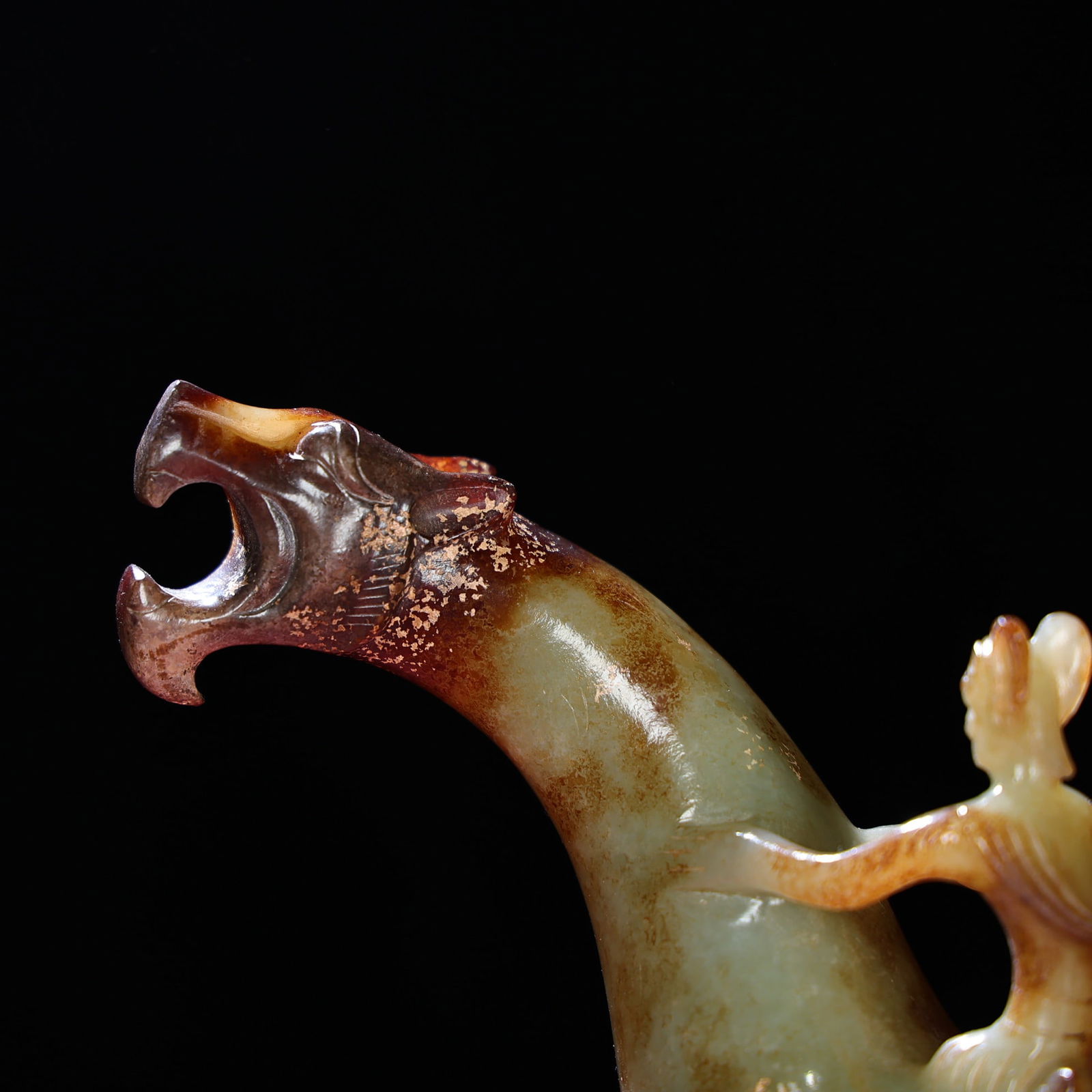 Old Chinese Hetian Jade Cup & Figure Statue - 3