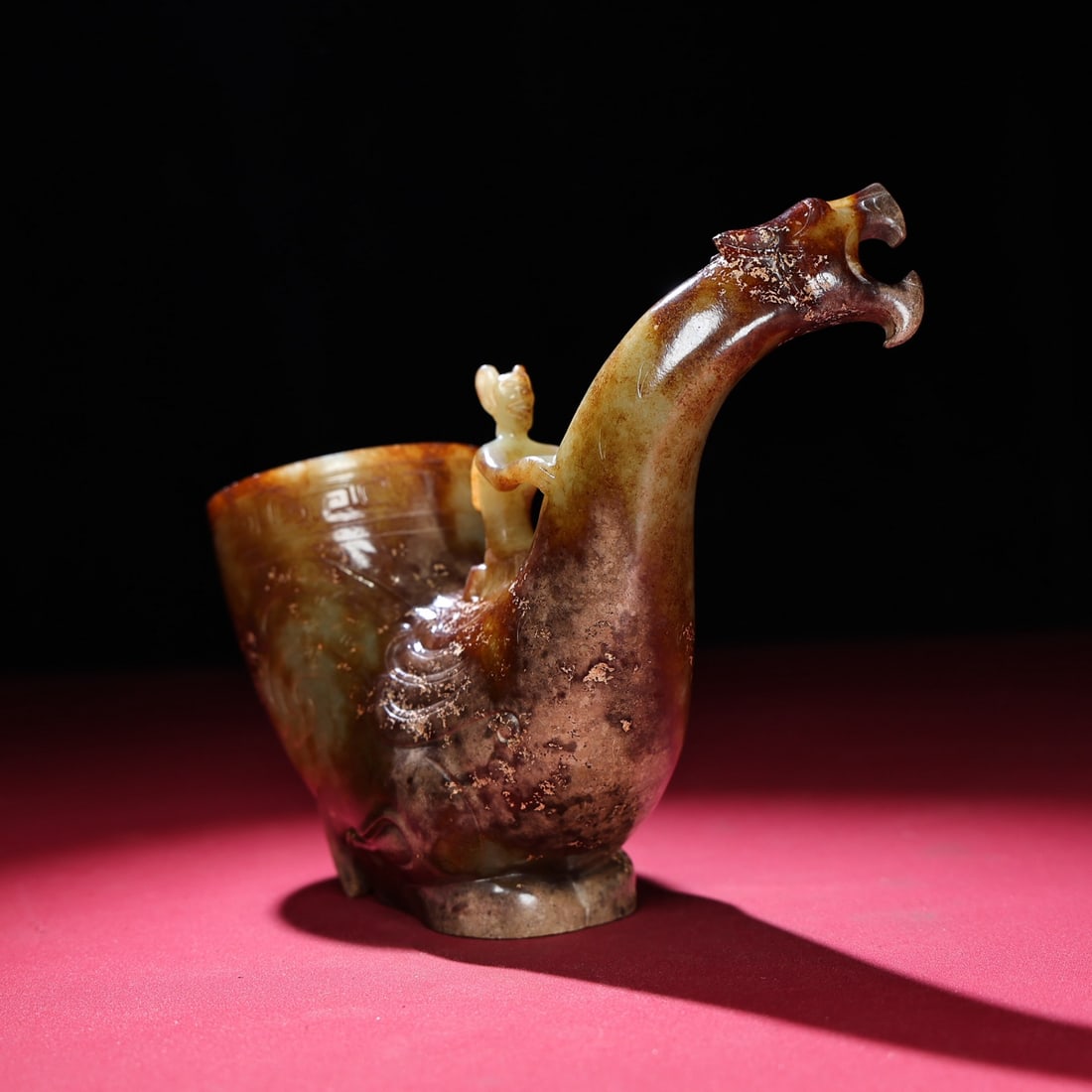 Old Chinese Hetian Jade Cup & Figure Statue - 4