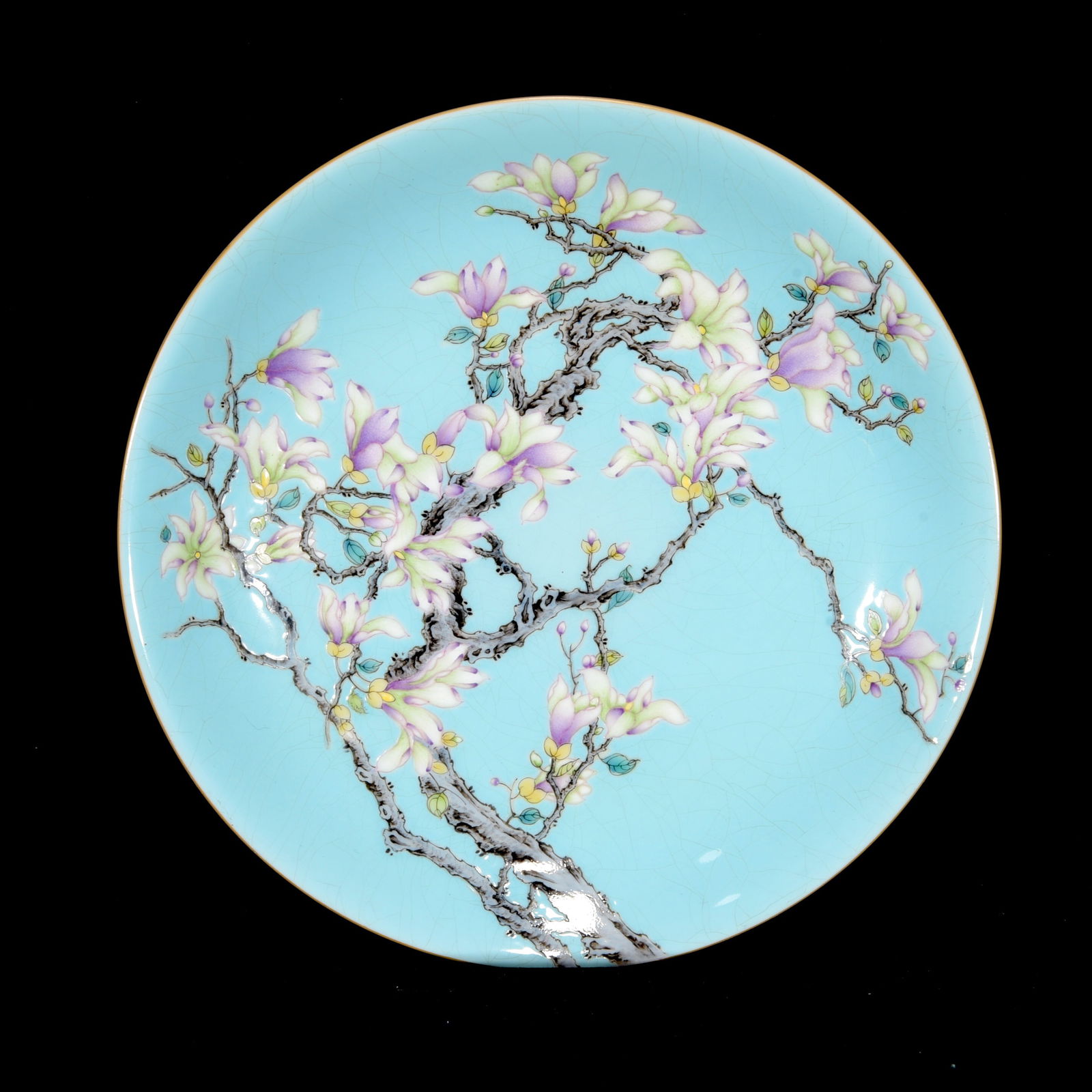 A Set Chinese Gilt Edge Famille Rose Orchid Design Porcelain Teabowl w Saucer & Cups - 3