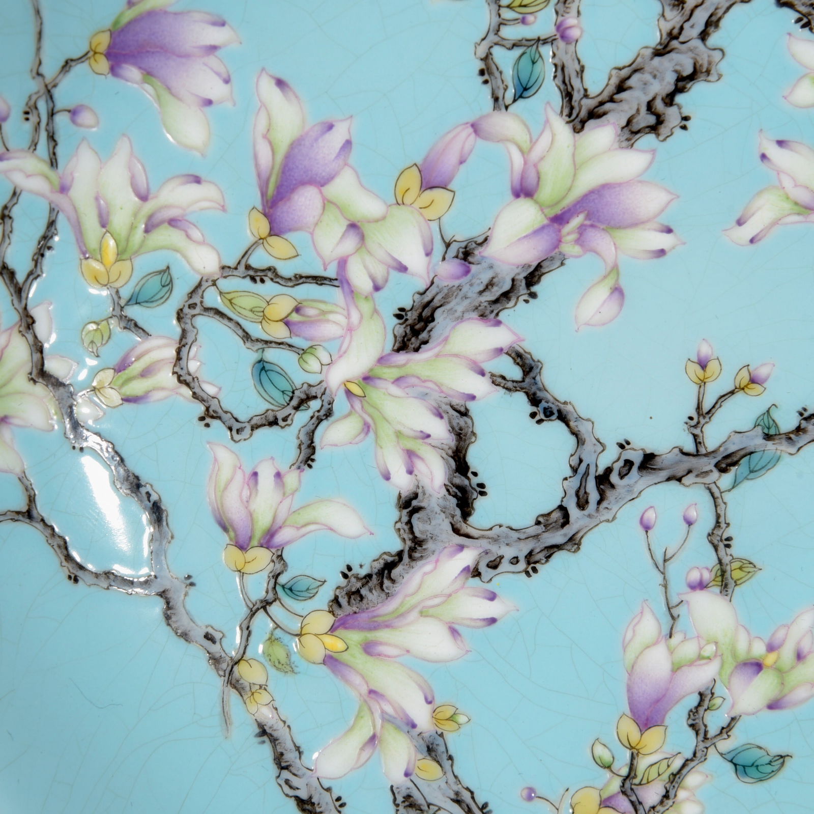 A Set Chinese Gilt Edge Famille Rose Orchid Design Porcelain Teabowl w Saucer & Cups - 4