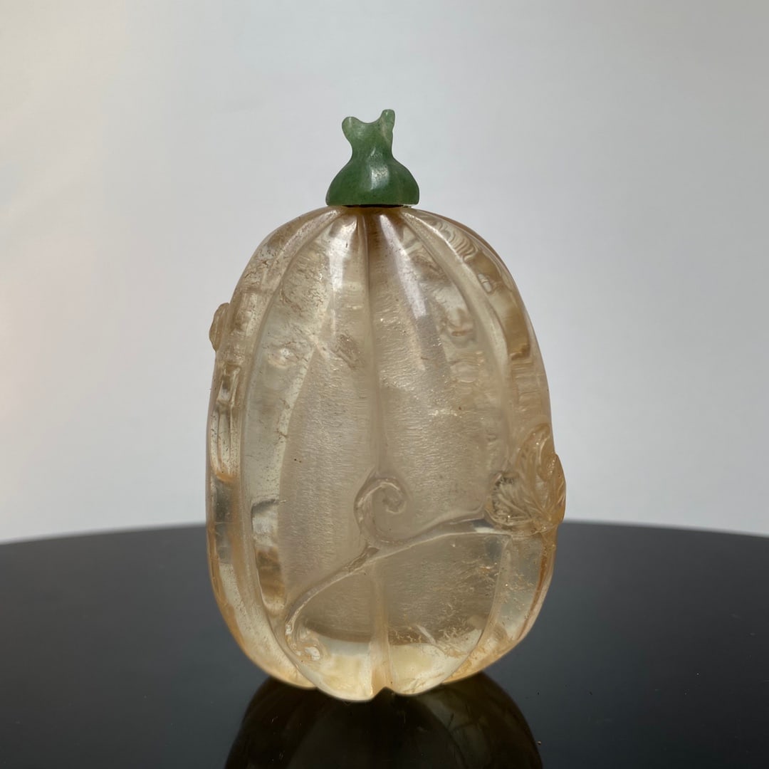 Old Chinese Crystal Melon Snuff Bottle - 5