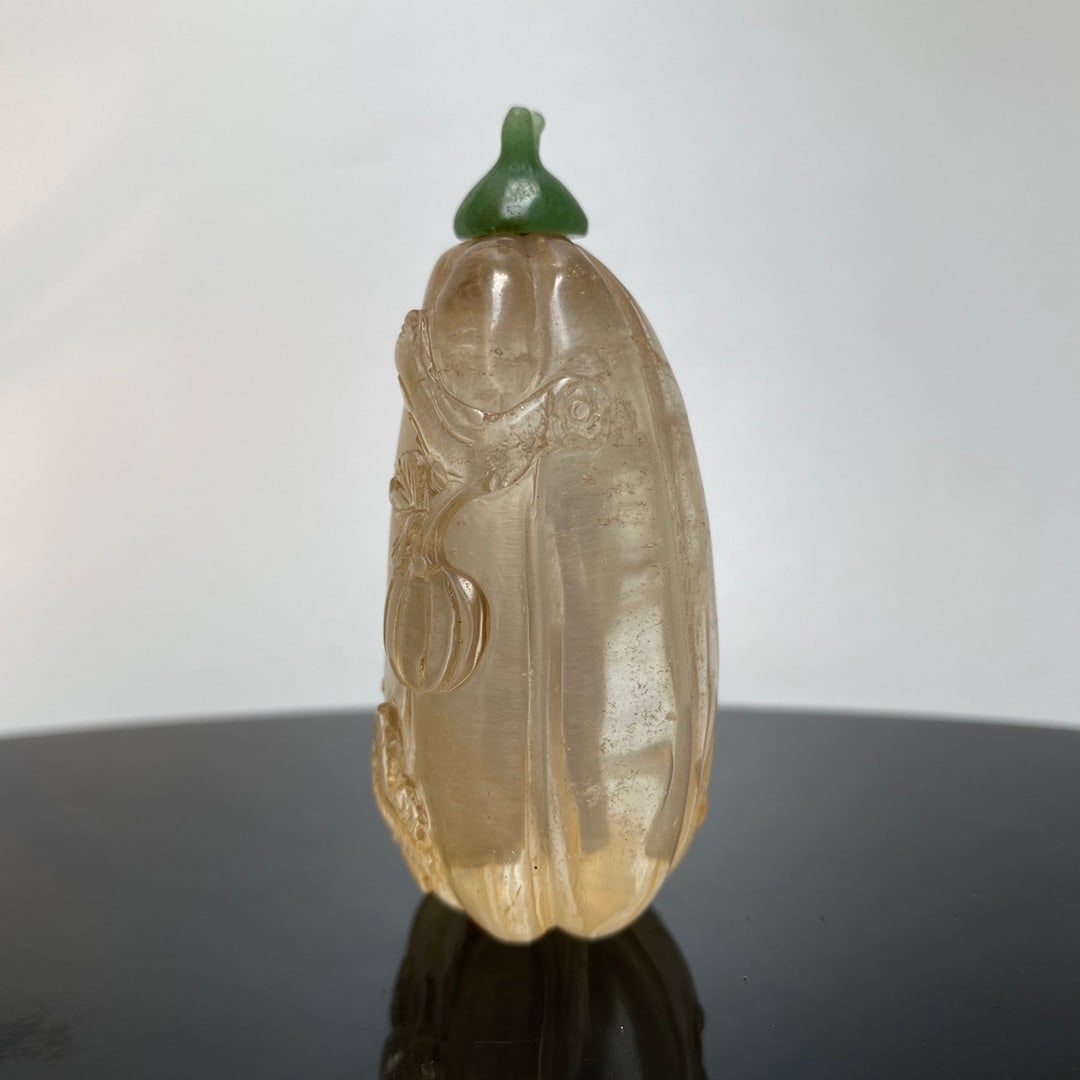 Old Chinese Crystal Melon Snuff Bottle - 6