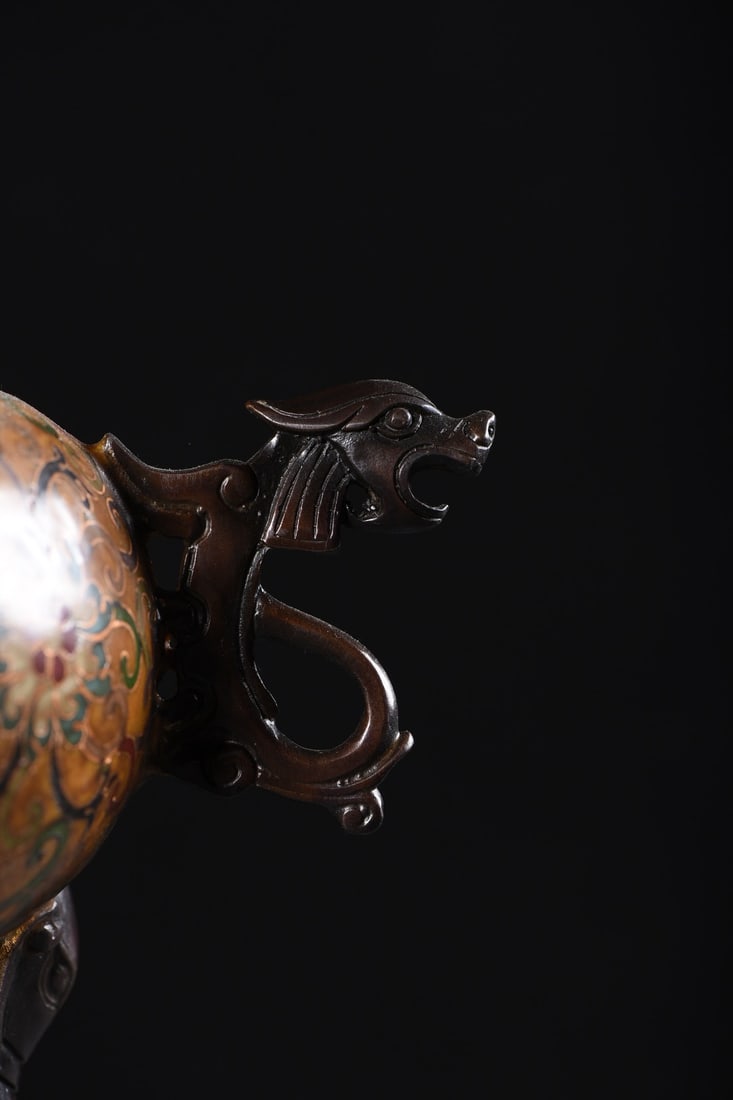 Old Chinese Bronze Cloisonne Incense Burner - 3