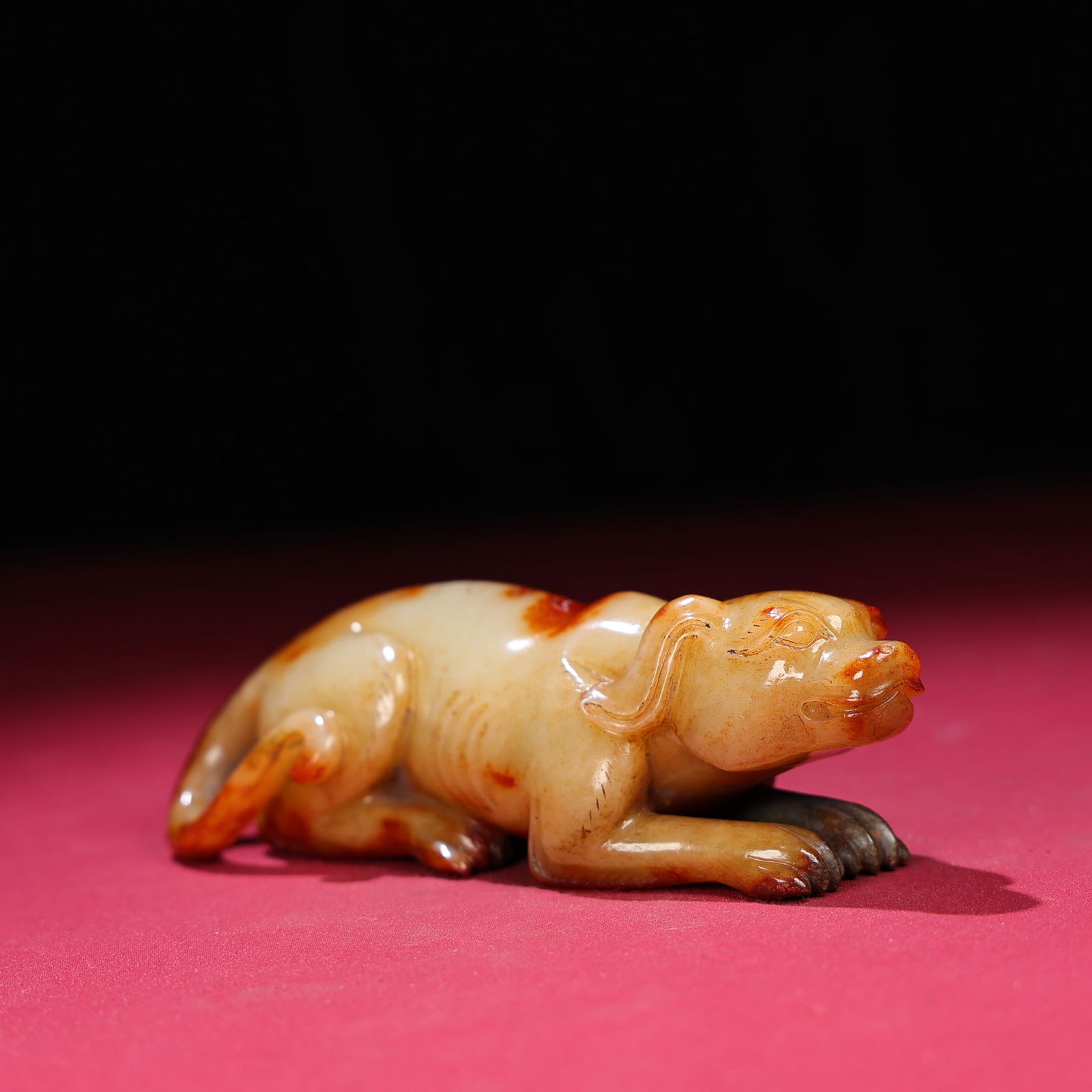 Old Chinese Hetian Jade Foo Dag Statue - 2