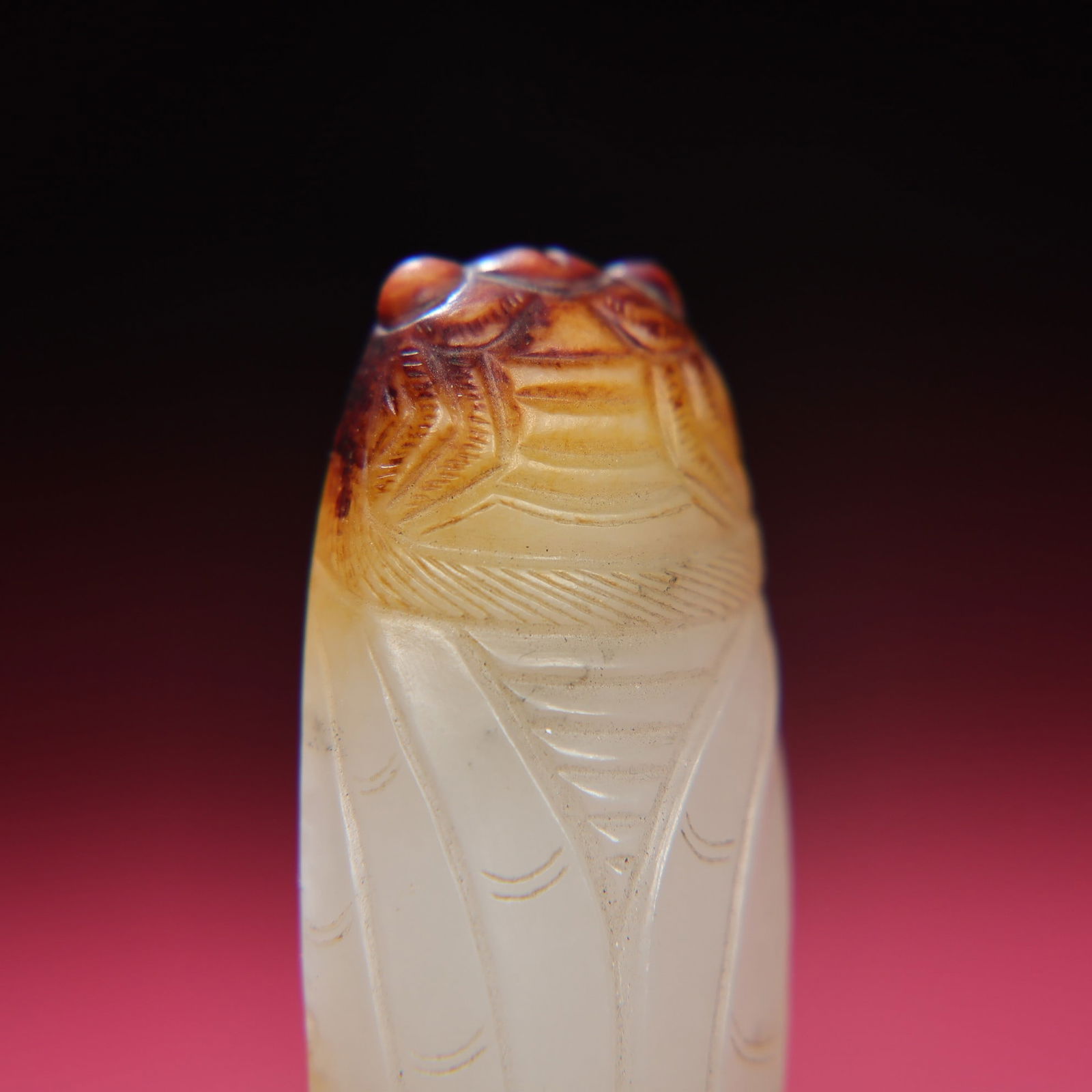 Old Chinese Hetian Jade Cicada Pendant - 2