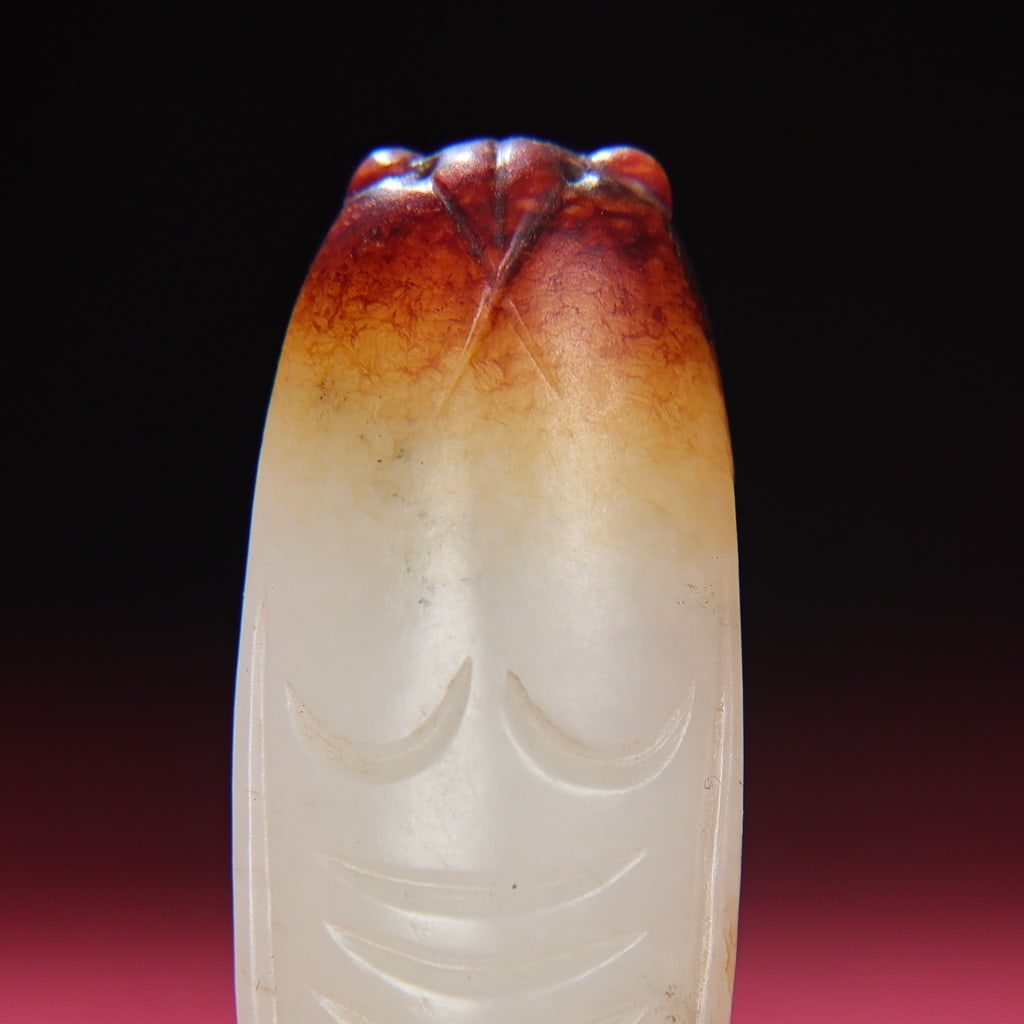 Old Chinese Hetian Jade Cicada Pendant - 8