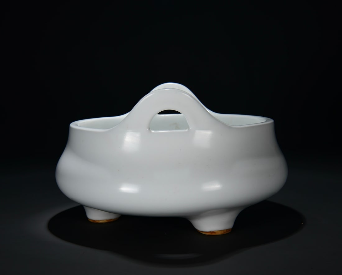 Chinese White Glaze Porcelain Incense Burner - 8