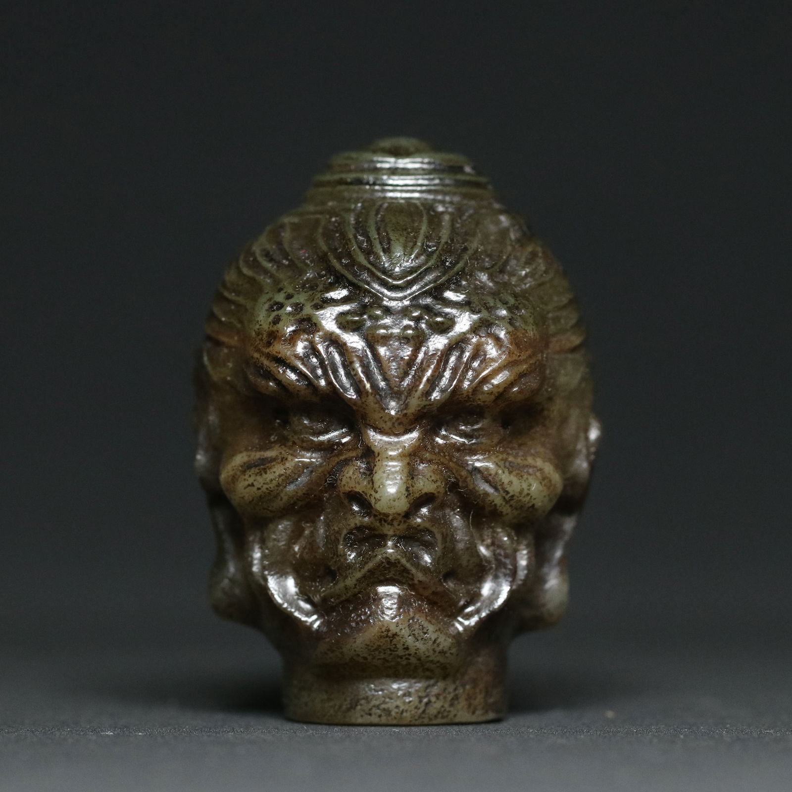 Old Chinese Hetian Jade Buddha Head Statue - 3