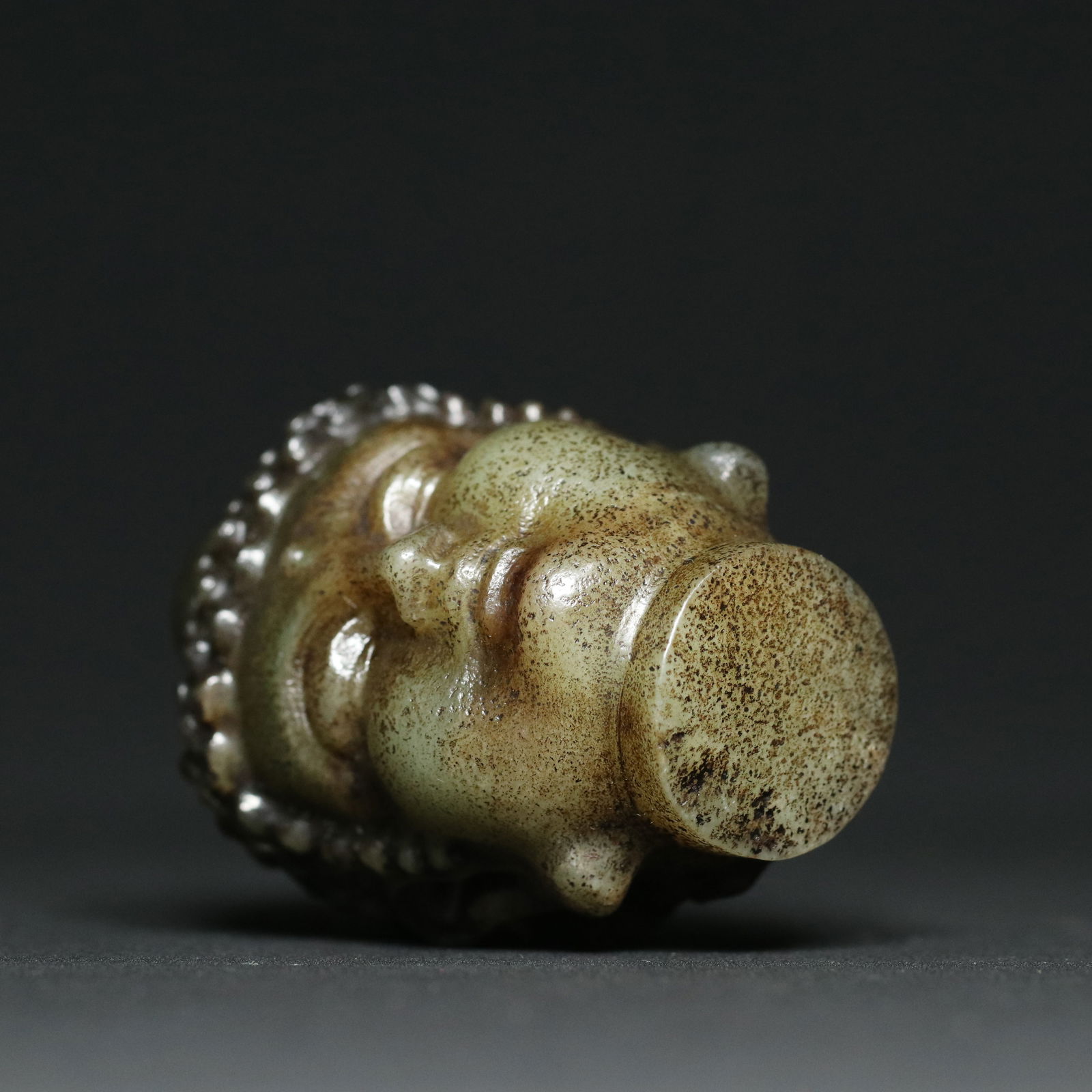 Old Chinese Hetian Jade Buddha Head Statue - 5