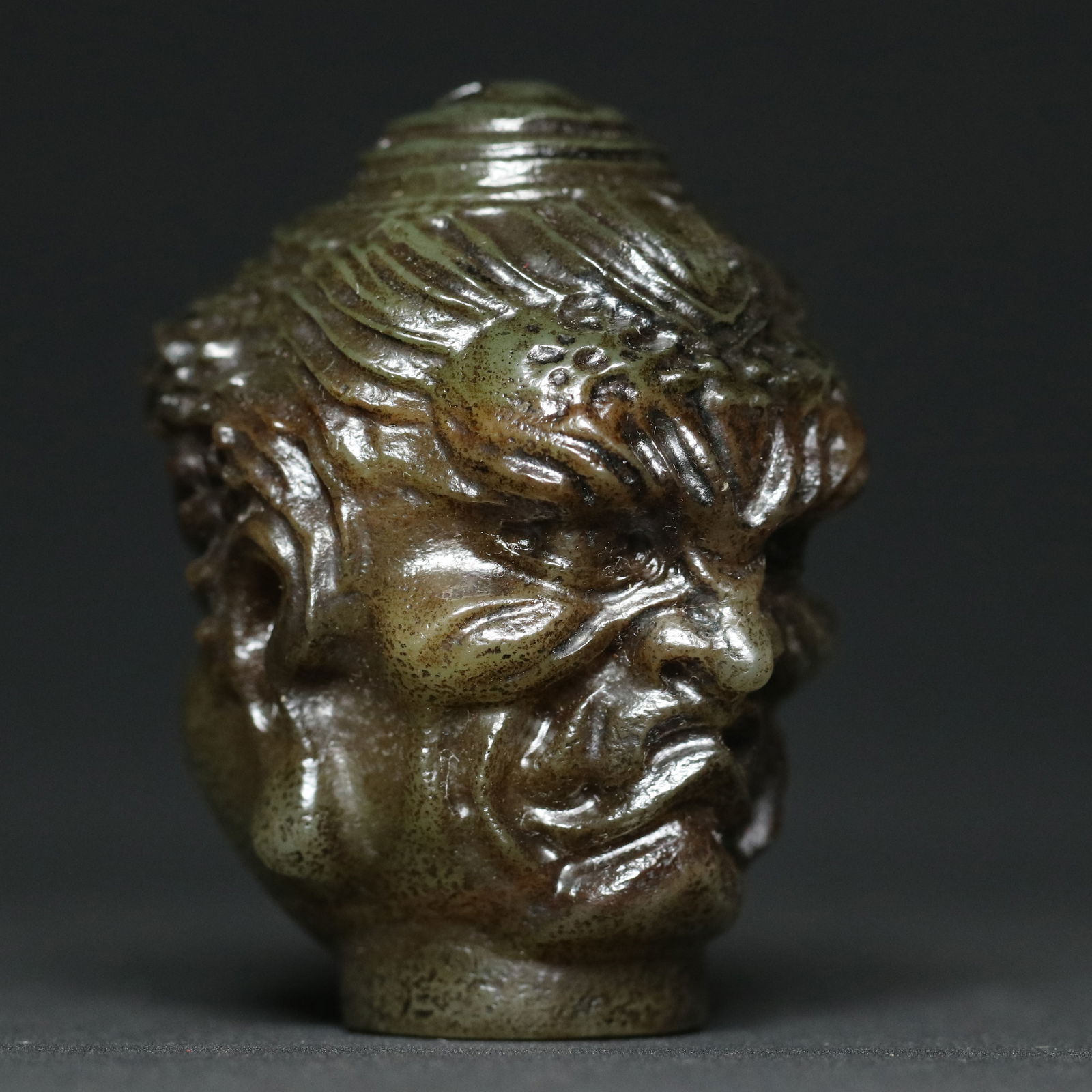 Old Chinese Hetian Jade Buddha Head Statue - 8