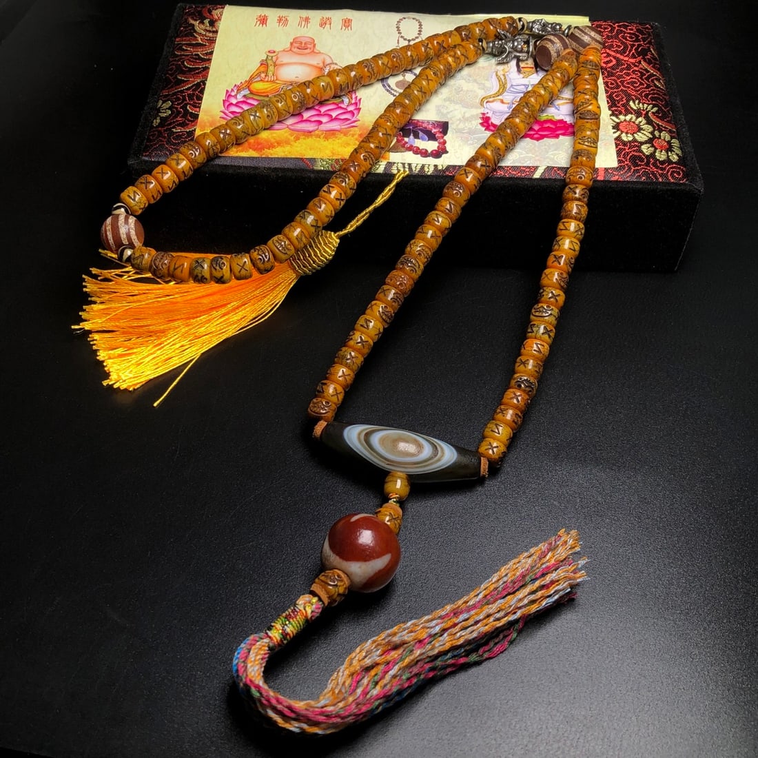 Hand knitting DZI Agate Necklace - 3