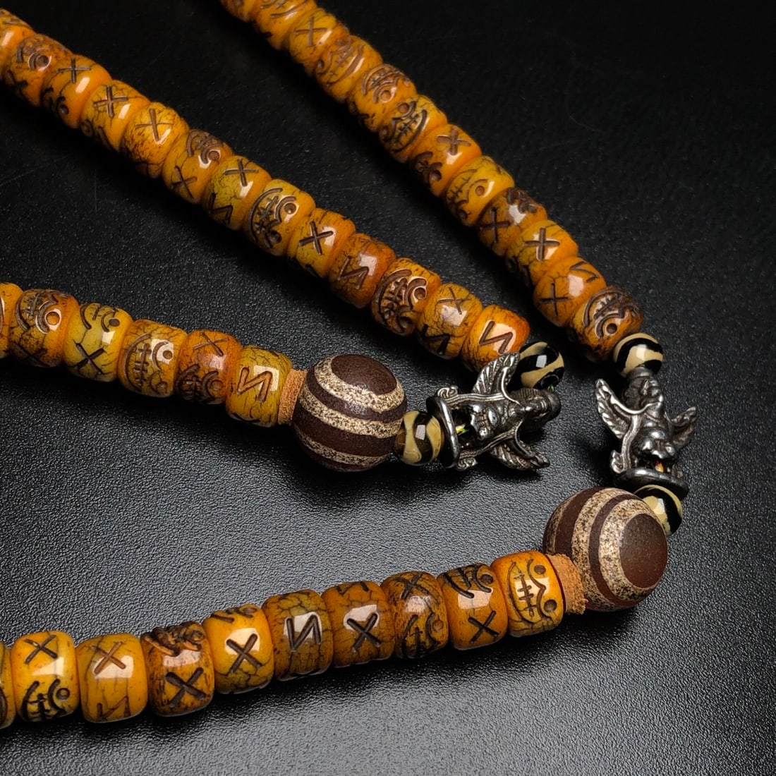 Hand knitting DZI Agate Necklace - 5