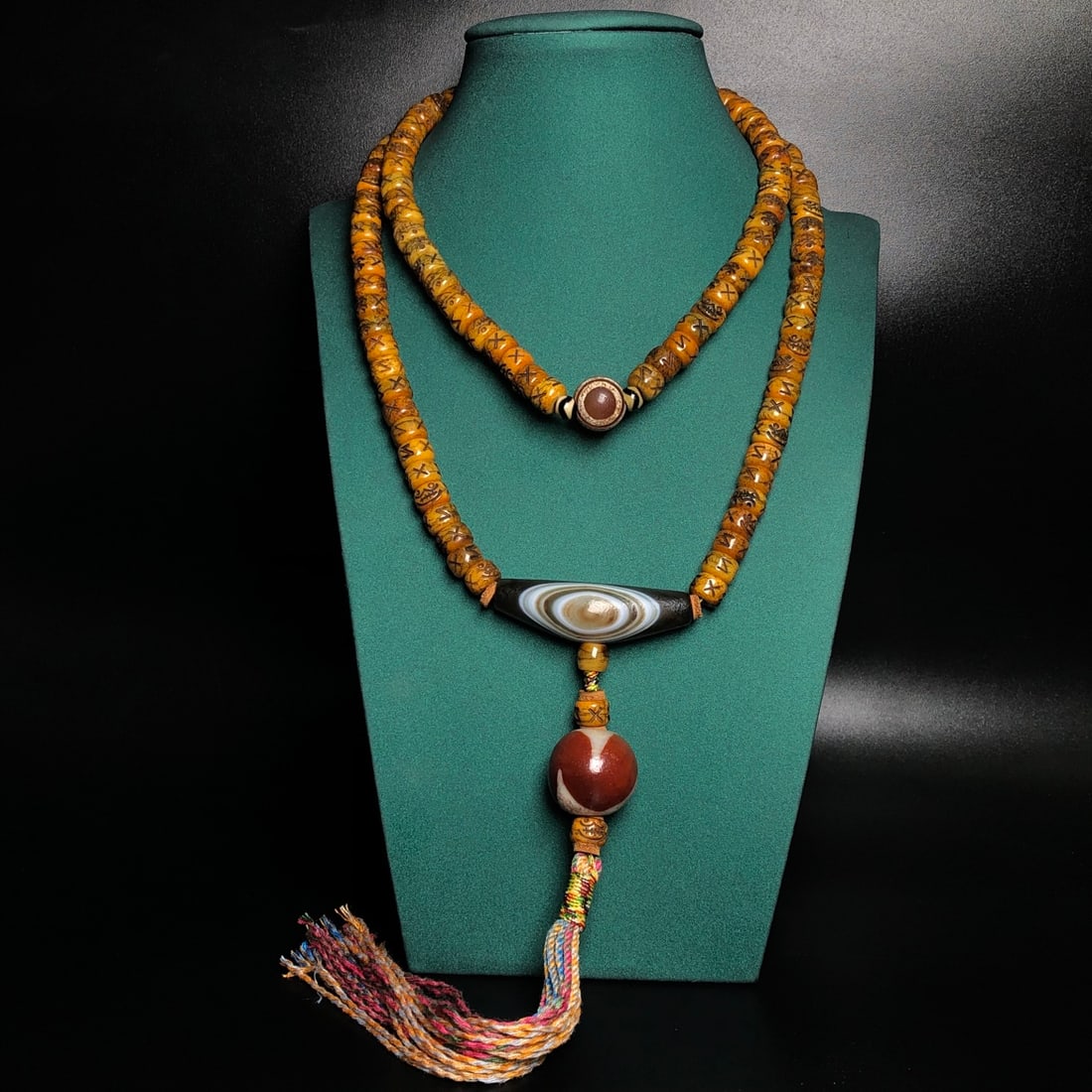 Hand knitting DZI Agate Necklace - 9