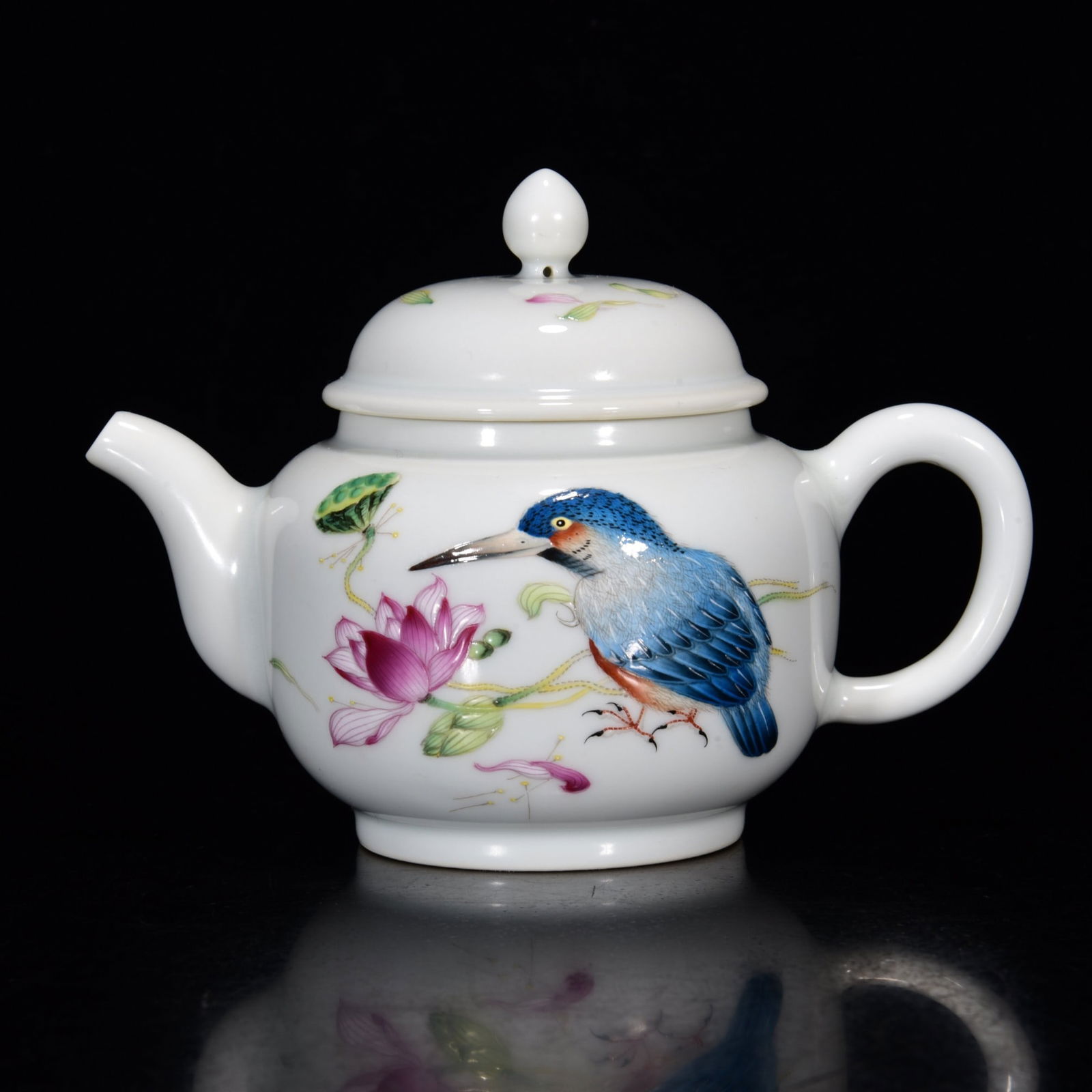Chinese Famille Rose Flower Bird Design Porcelain Teapot (1 of 9)