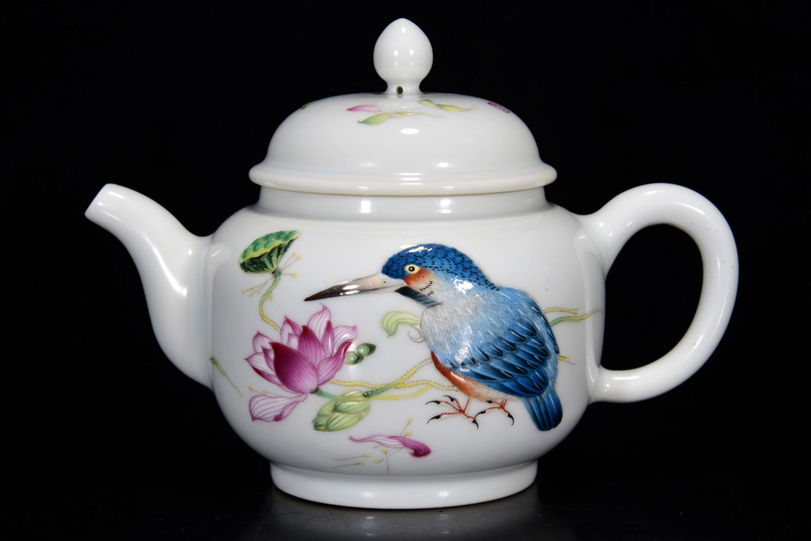 Chinese Famille Rose Flower Bird Design Porcelain Teapot - 6