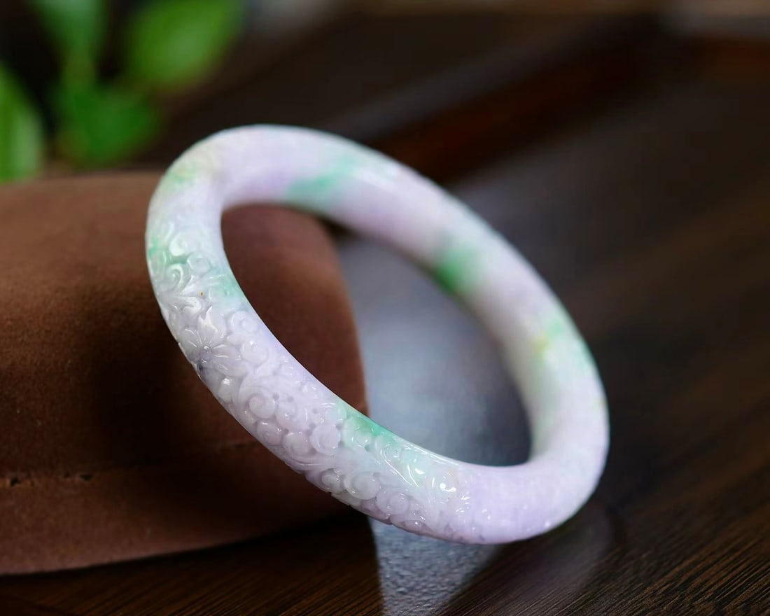 Inside Diameter 58mm Natural Jadeite Bracelet w Certificate - 3