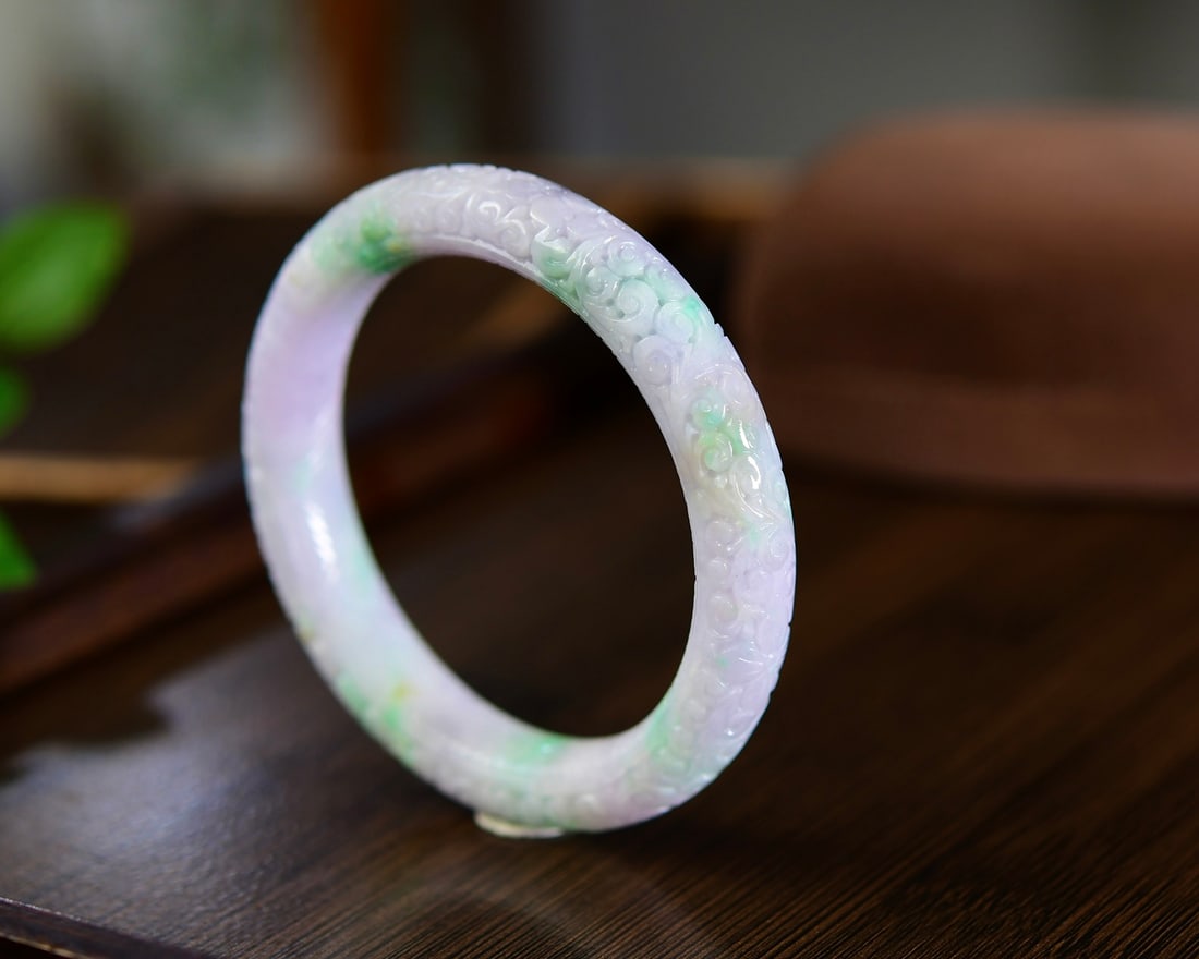 Inside Diameter 58mm Natural Jadeite Bracelet w Certificate - 4