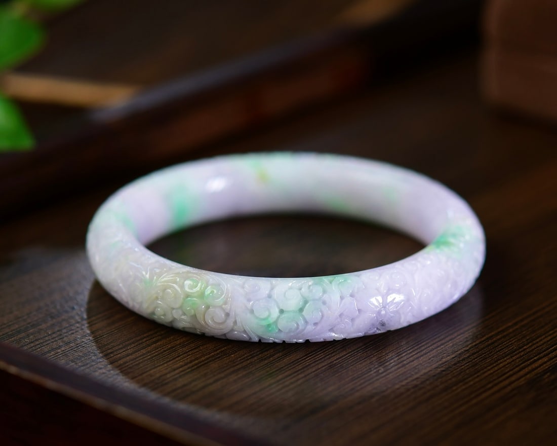 Inside Diameter 58mm Natural Jadeite Bracelet w Certificate - 5