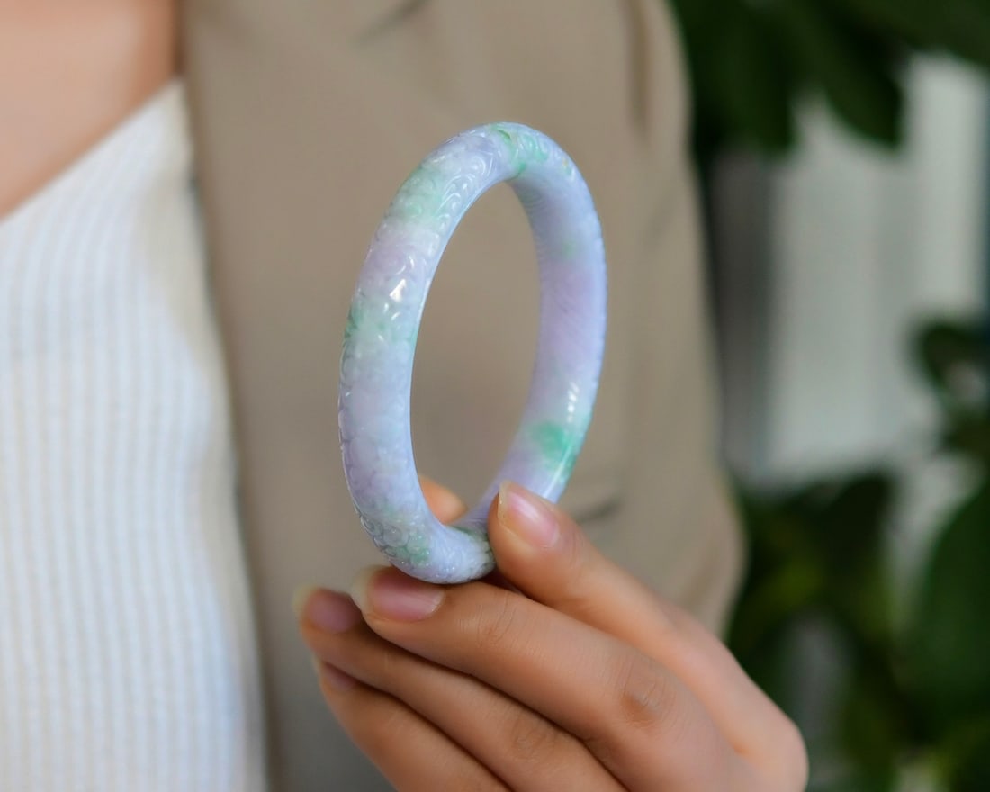 Inside Diameter 58mm Natural Jadeite Bracelet w Certificate - 6