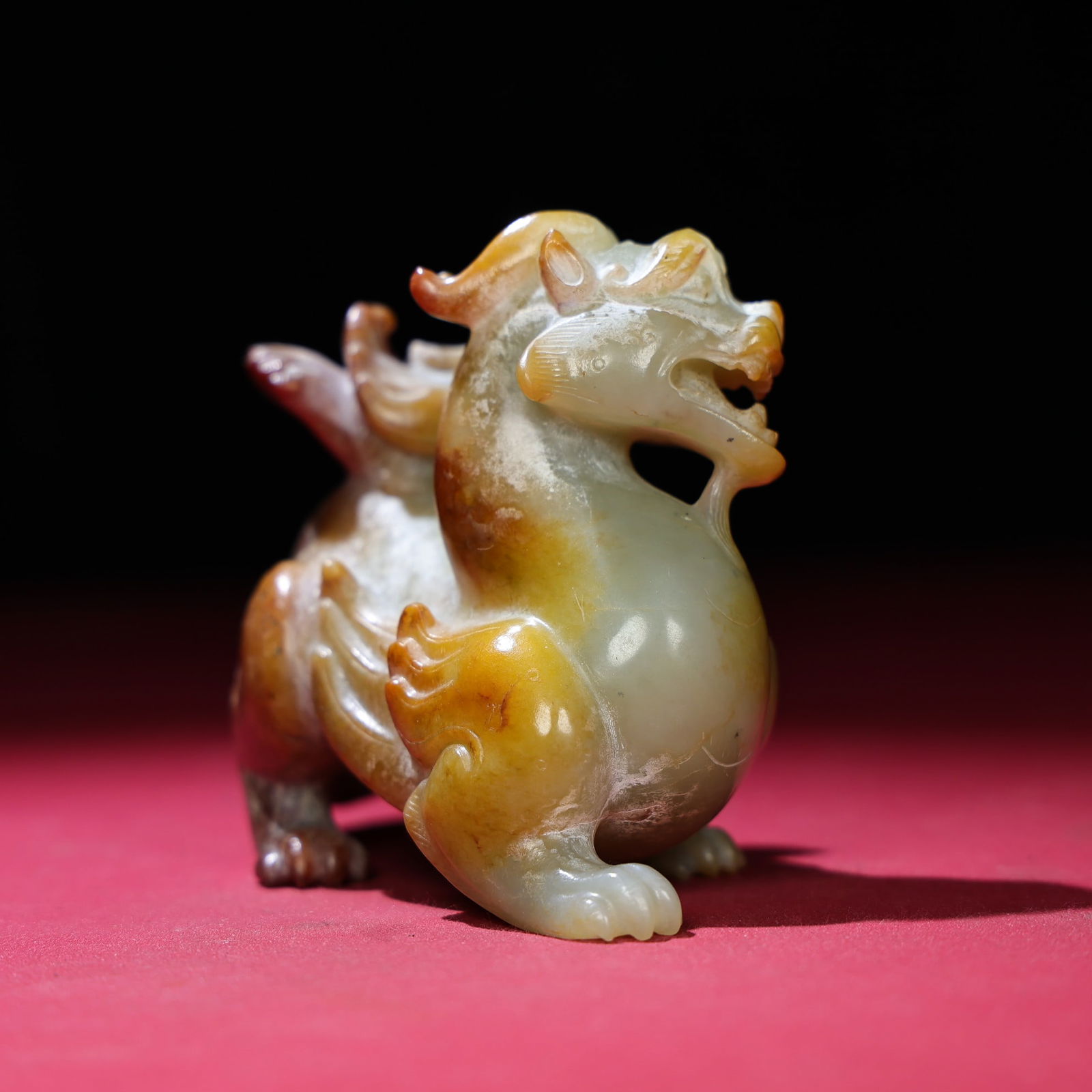 Chinese Hetian Jade Hand Carved Beast Statue - 3