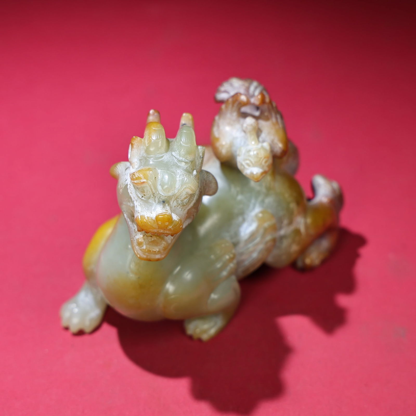 Chinese Hetian Jade Hand Carved Beast Statue - 5