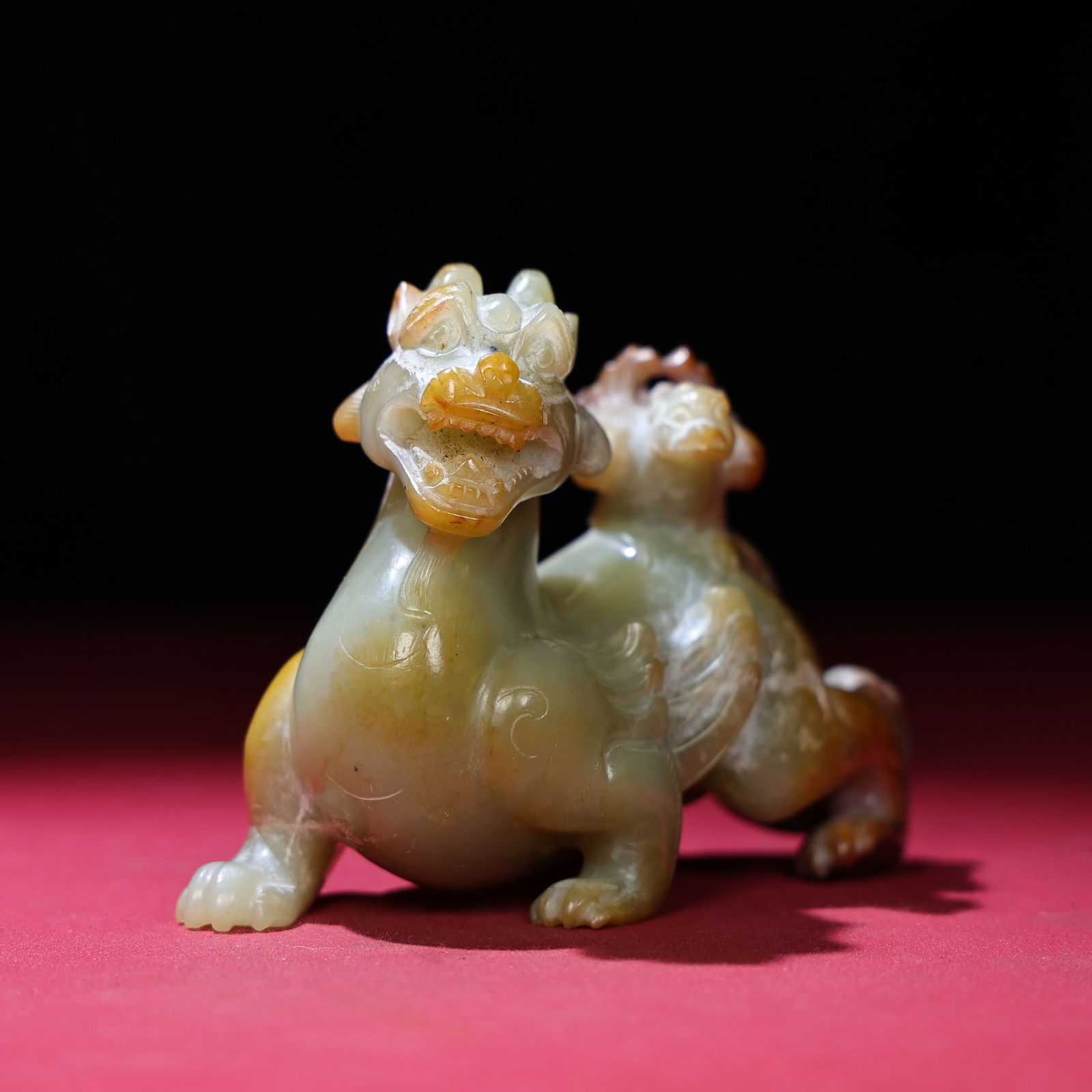 Chinese Hetian Jade Hand Carved Beast Statue - 6