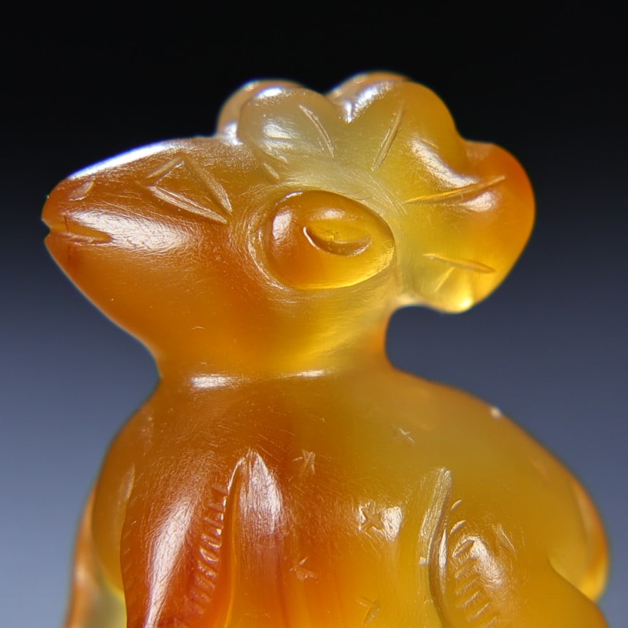 Chinese Yellow Agate Deer Pendant - 2