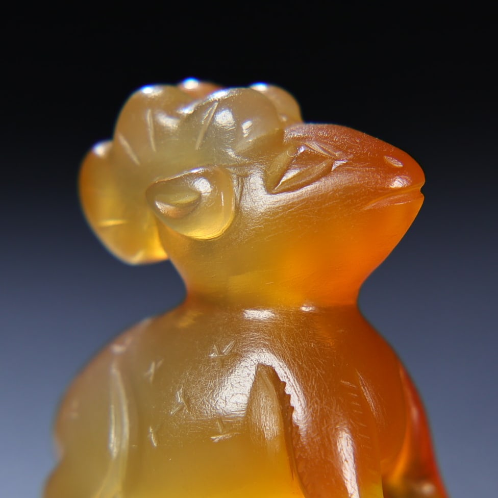 Chinese Yellow Agate Deer Pendant - 7