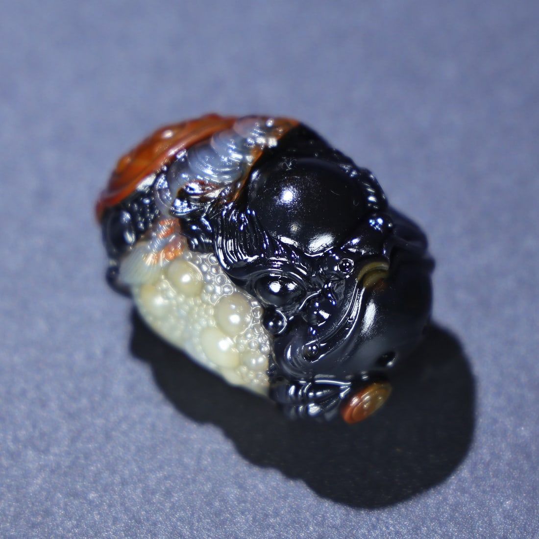 Hand Carved Chinese Agate Fortune Toad Pendant - 9