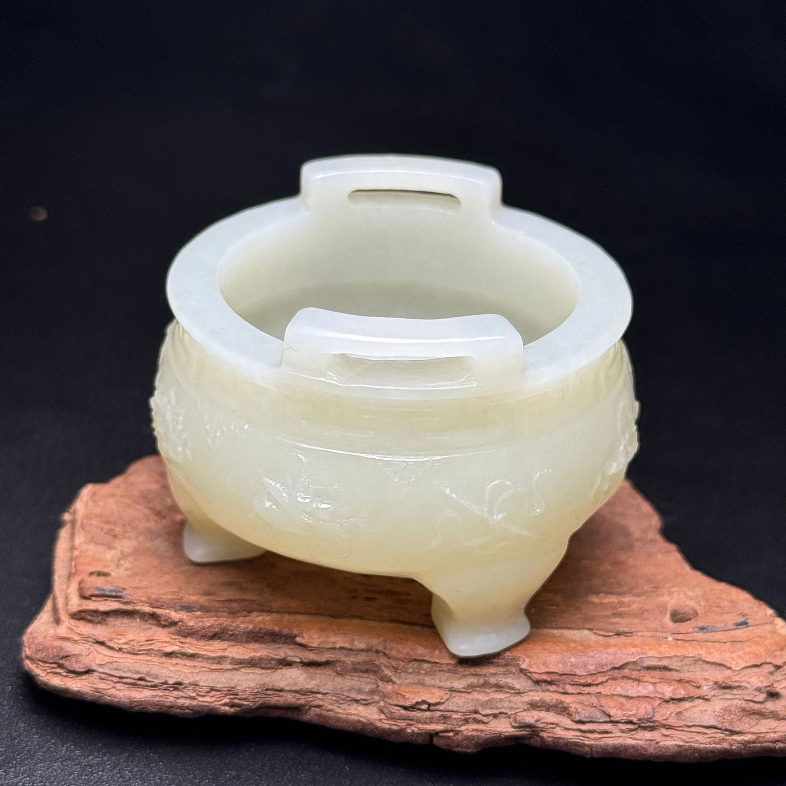 Superb Chinese Hetian Jade Carved Incense Burner - 2