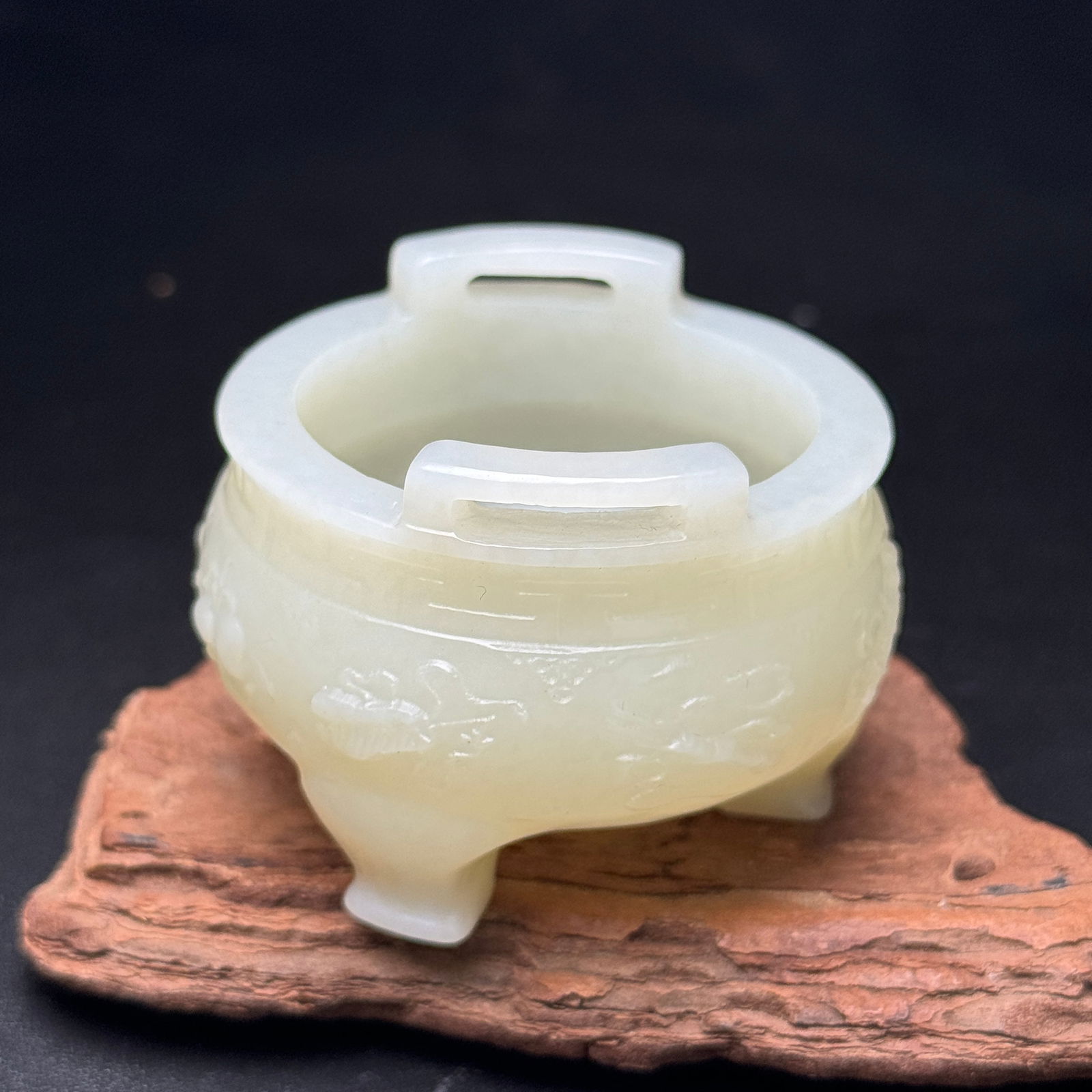 Superb Chinese Hetian Jade Carved Incense Burner - 4