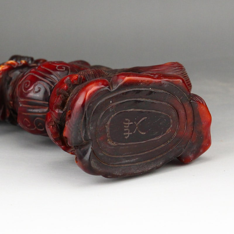 Vintage Ox Horn Lotus Flower Kwan-yin Statue - 9