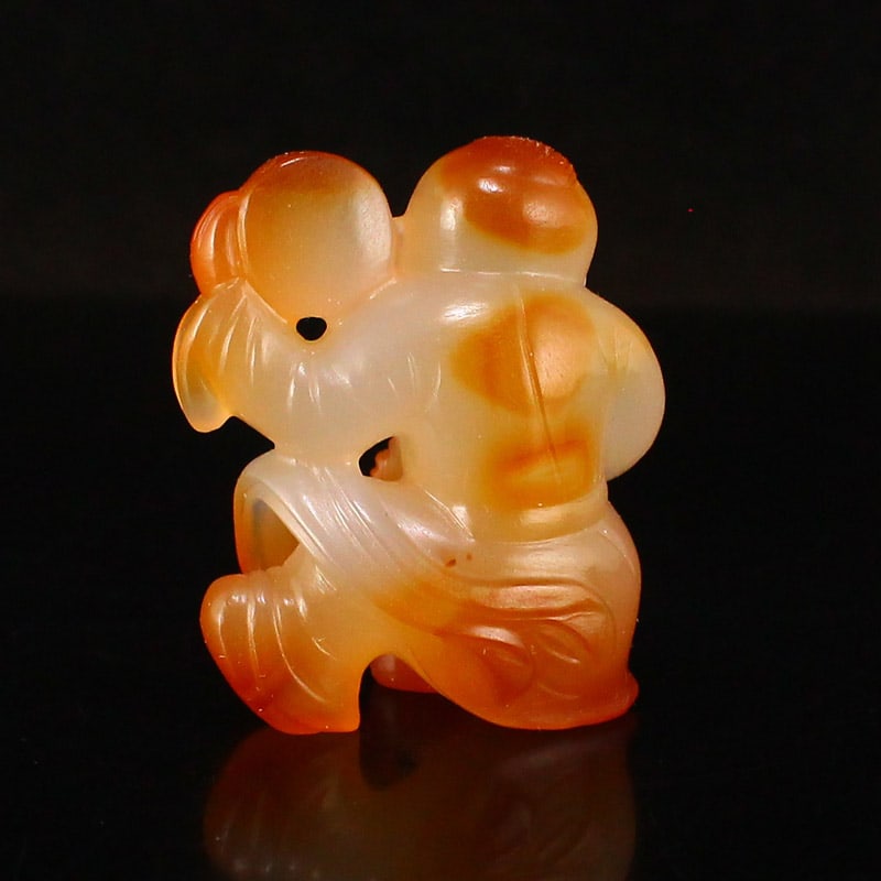 Chinese Agate Carved Kid Statue/Pendant - 4