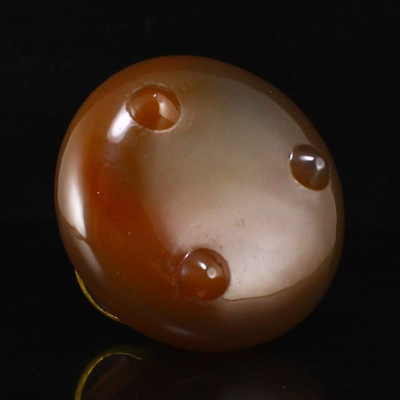 Old Gilt Gold Agate Double Ears 3 Legs Incense Burner - 6