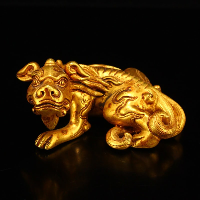 Old Gilt Gold Bronze Unicorn Statue/Paperweight (1 of 6)