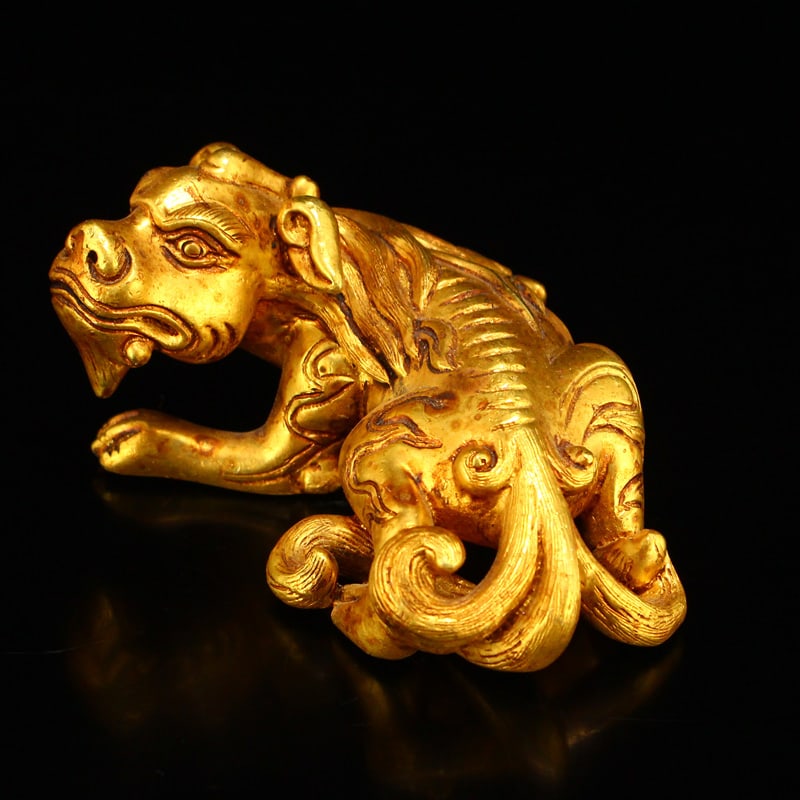 Old Gilt Gold Bronze Unicorn Statue/Paperweight - 2