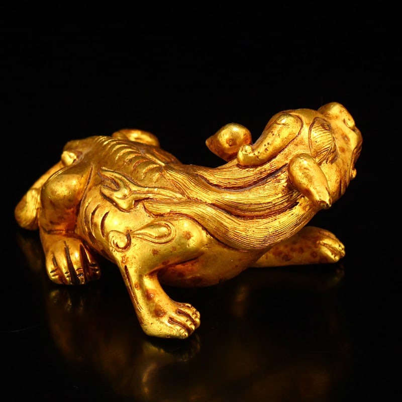 Old Gilt Gold Bronze Unicorn Statue/Paperweight - 4