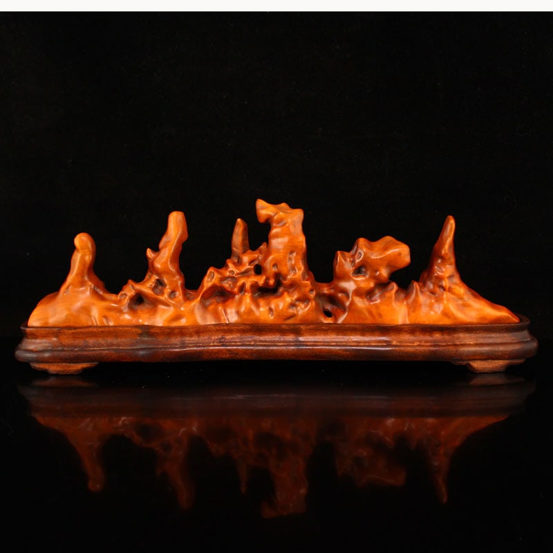 Chinese Boxwood Wood Rockery Shape Incense Burner - 6