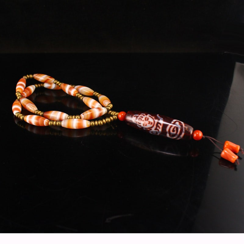 Tibetan Sky Eye DZI Agate Pendant With Neckalce (1 of 7)