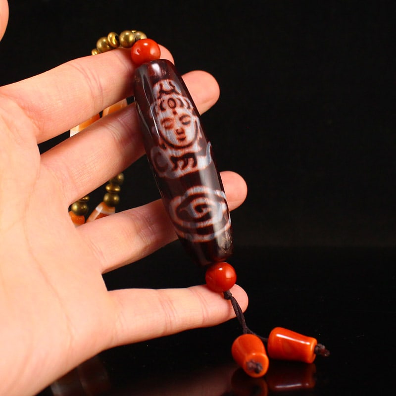 Tibetan Sky Eye DZI Agate Pendant With Neckalce - 2