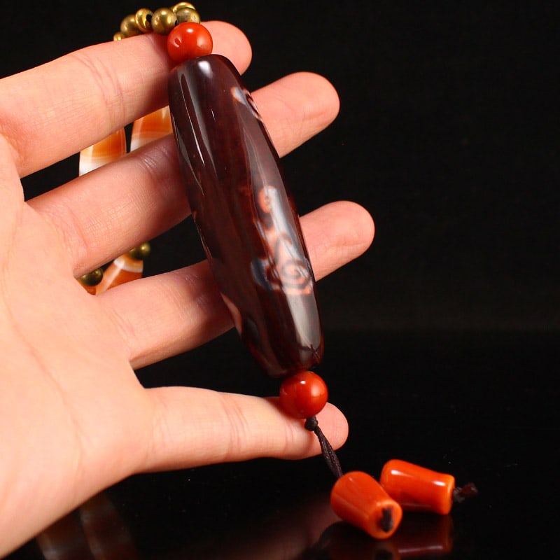 Tibetan Sky Eye DZI Agate Pendant With Neckalce - 3